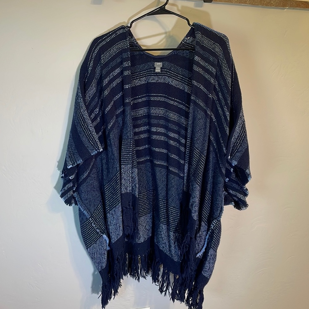 Blue Poncho Sweater